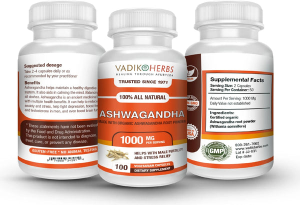 Vadik Herbs, Ashwagandha, 100 ct