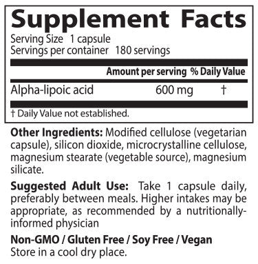 Doctor's Best, Alpha Lipoic Acid, 600 mg, 180 veggie caps