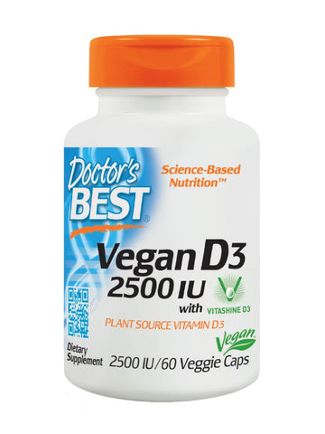 Doctor's Best, Vegan D3, 2500 IU, 60 veggie caps