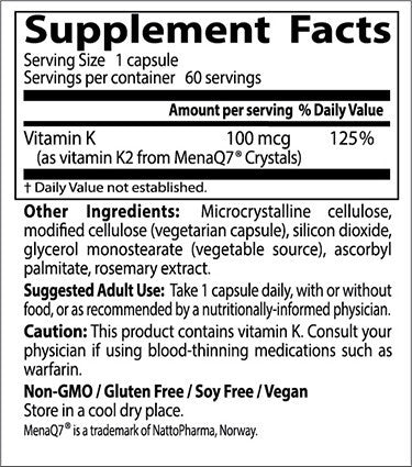 Doctor's Best, Vitamin K2, 100 mcg, 60 veggie caps