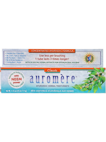 Herbal Toothpaste, Classic, 4.16 oz, Auromere