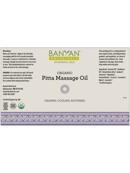 Banyan Botanicals, Pitta Massage Oil, 128 fl oz