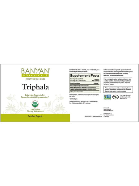 Banyan Botanicals, Triphala, ECONOMY SIZE, 180 tabs