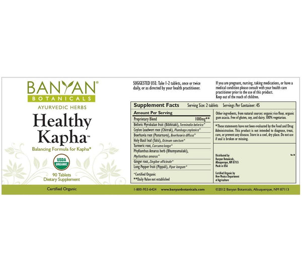 Banyan Botanicals, Healthy Kapha, 90 ct