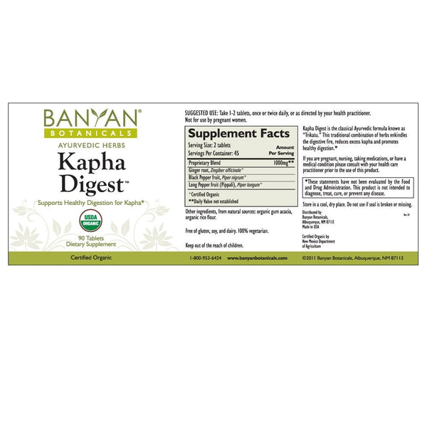 Banyan Botanicals, Kapha Digest, 90 ct
