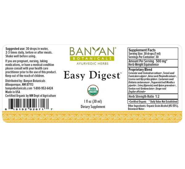 Banyan Botanicals, Easy Digest, Liquid Extract, 1 fl oz, 30 ml