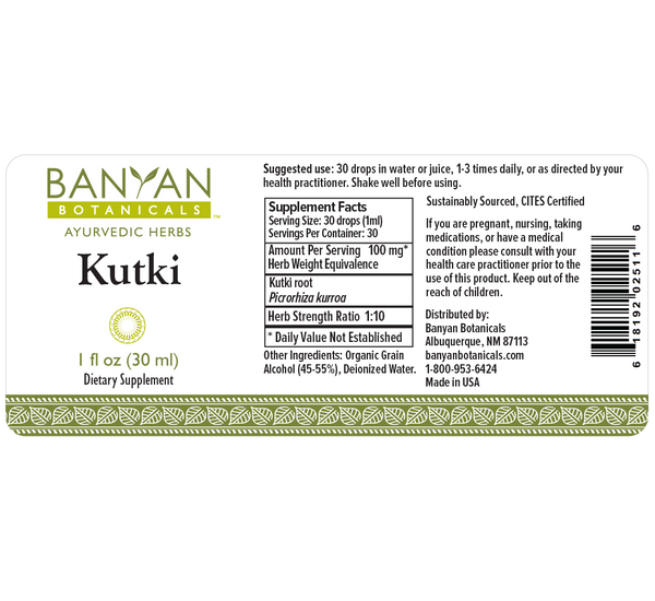 Banyan Botanicals, Kutki, Liquid Extract, 1 fl oz