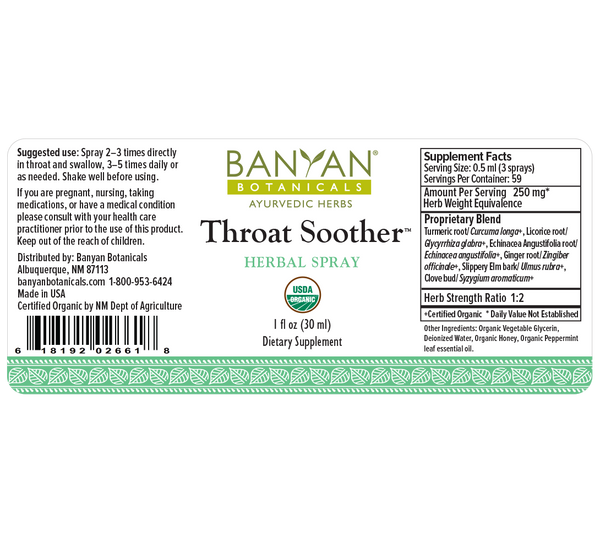 Banyan Botanicals, Throat Soother, Herbal Spray, 1 fl oz, 30 ml