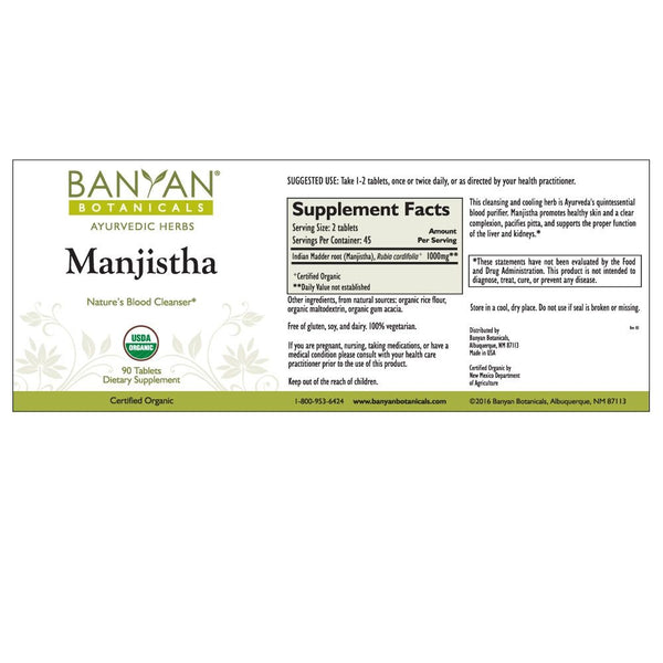 Banyan Botanicals, Manjistha, 90 tabs