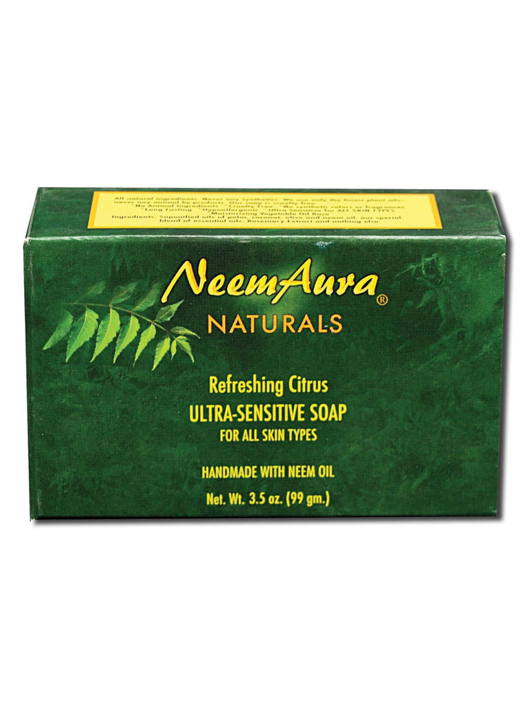Neem Ultra-Sensitive Soap Refreshing Citrus (All Skin Types), 1 bar, Neem Aura