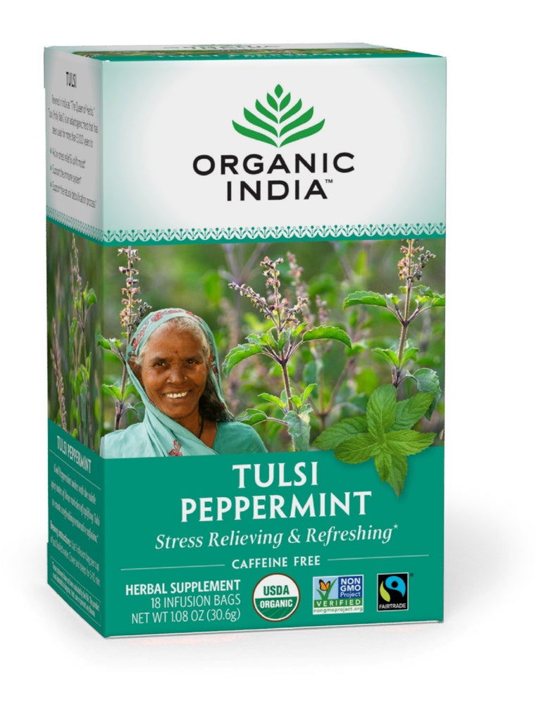 Tulsi Peppermint Tea (Caffeine Free), 18 ct, Organic India