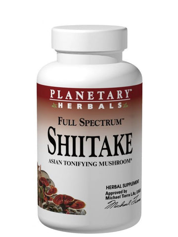 Planetary Herbals, Shiitake Mushroom 430mg Full Spectrum Fruiting Body & Mycelium, 60 ct
