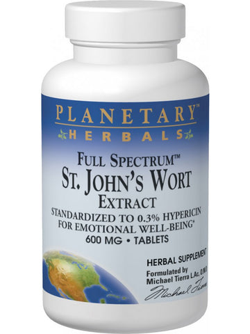 Planetary Herbals, St. John's Wort Extract, Full Spectrum 600 mg, 30 Tablets