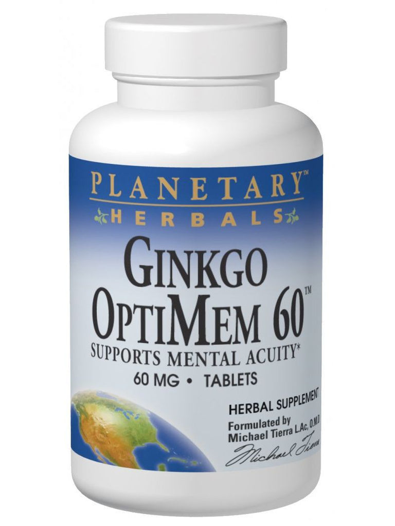 Planetary Herbals, Ginkgo OptiMem 60 Std 24% Flavone Glycosides 6% Terpene Lactones 60mg, 45 ct