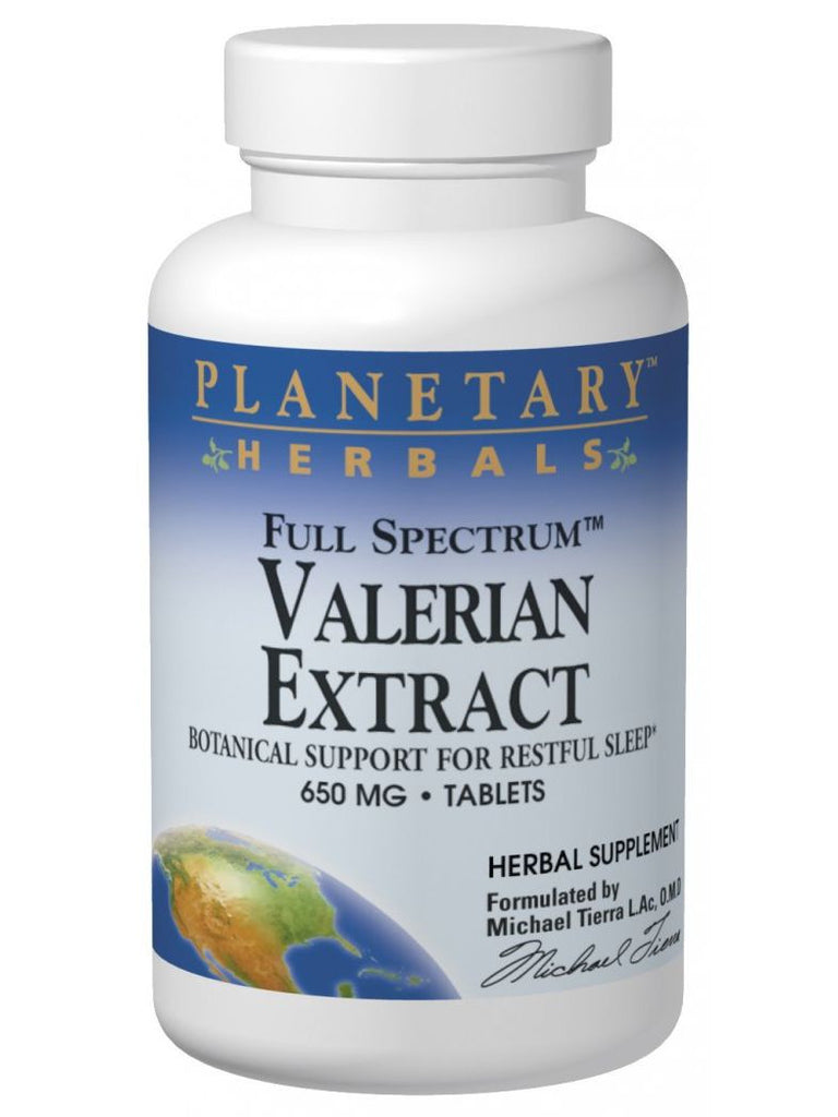 Planetary Herbals, Valerian Ext 650mg Full Spectrum Std 0.8% Valerenic Acid Yielding 3.6mg, 30 ct
