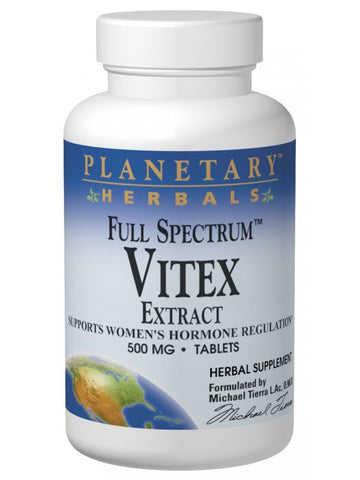 Planetary Herbals, Vitex 500mg Full Spectrum Std 0.5% Agnusides, 120 ct
