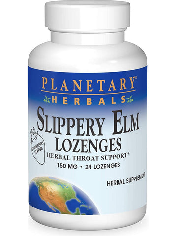 Planetary Herbals, Slippery Elm Lozenges 150 mg, Strawberry, 24 Lozenges