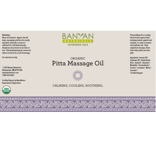 Banyan Botanicals, Pitta Massage Oil, Organic, 34 fl oz