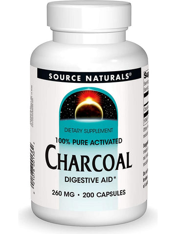 Source Naturals, Charcoal, 100% Pure Activated 260 mg, 200 capsules