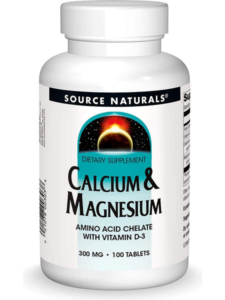 Source Naturals, Calcium & Magnesium, Amino Acid Chelate with Vitamin D-3 300 mg, 100 tablets