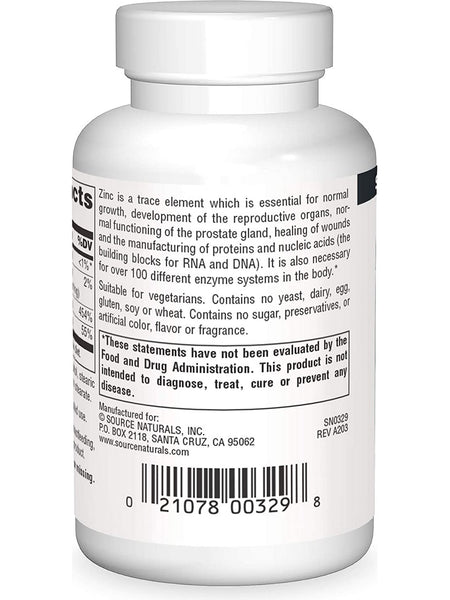 Source Naturals, Zinc Amino Acid Chelate 50 mg, 100 tablets