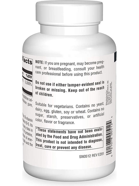Source Naturals, Pantothenic Acid Vitamin B-5 250 mg, 250 tablets