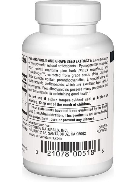 Source Naturals, Pycnogenol® and Grape Seed Extract 50 mg, 60 tablets