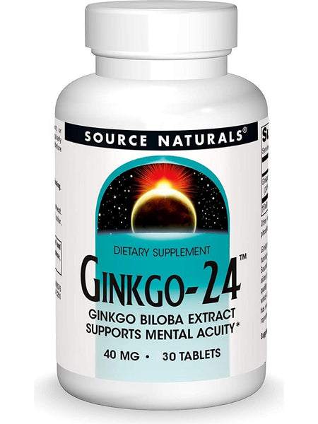Source Naturals, Ginkgo-24™ Ginkgo Biloba Extract 40 mg, 30 tablets