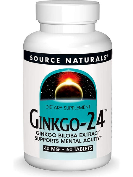 Source Naturals, Ginkgo-24™ Ginkgo Biloba Extract 40 mg, 60 tablets
