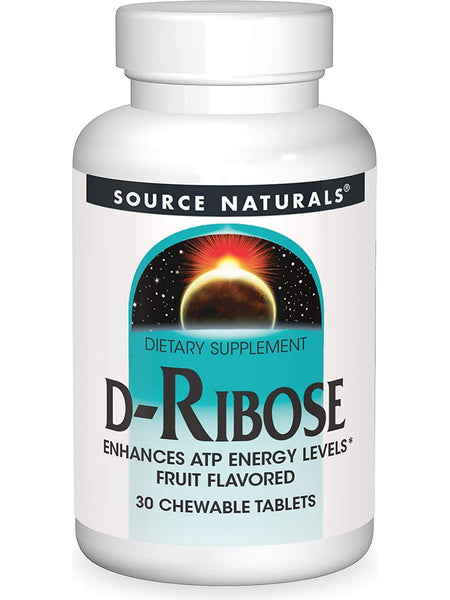 Source Naturals, D-Ribose 1000 mg, Fruit, 30 chewable wafers