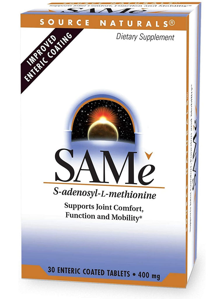 Source Naturals, SAMe S-Adenosyl-L-Methionine 400 mg, 30 ecentric coated tablets