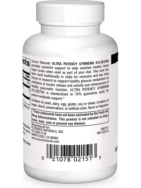 Source Naturals, Ultra Potency Gymnema Sylvestre 550 mg, 30 tablets