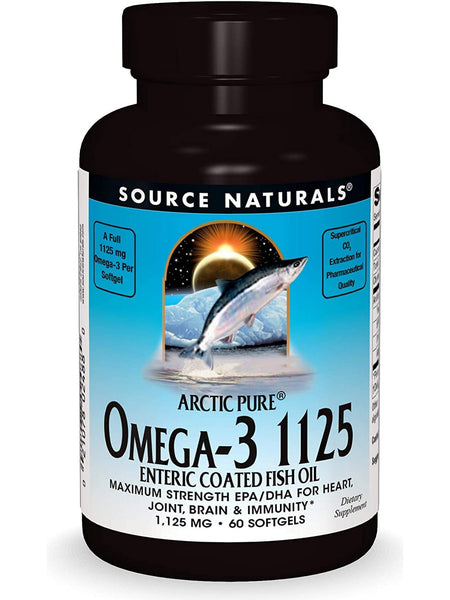 Source Naturals, Arctic Pure® Omega-3 1125 Enteric Coated Fish Oil 1125 mg, 60 softgels