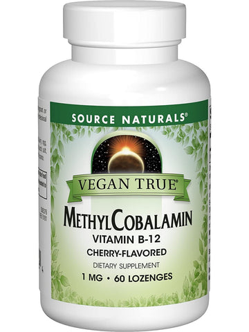 Source Naturals, Vegan True® Methylcobalamin Vitamin B-12 1 mg, Cherry, 60 lozenges