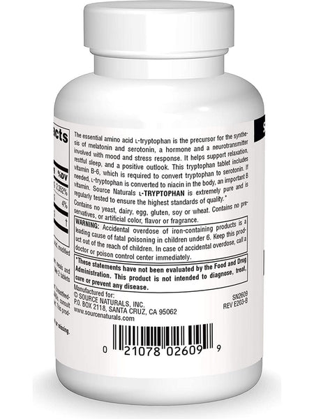 Source Naturals, L-Tryptophan with Vitamin B-6 1000 mg, 60 tablets