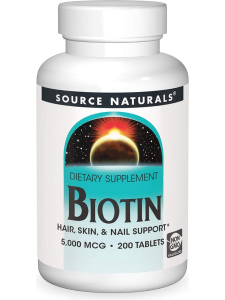 Source Naturals, Biotin 5000 mcg, 200 tablets