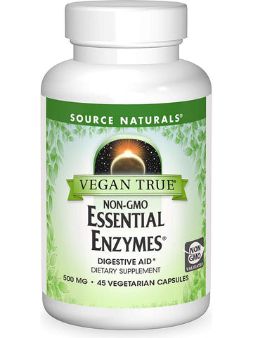 Source Naturals, Vegan True® Non-GMO Essential Enzymes® 500 mg, 45 vegetarian capsules