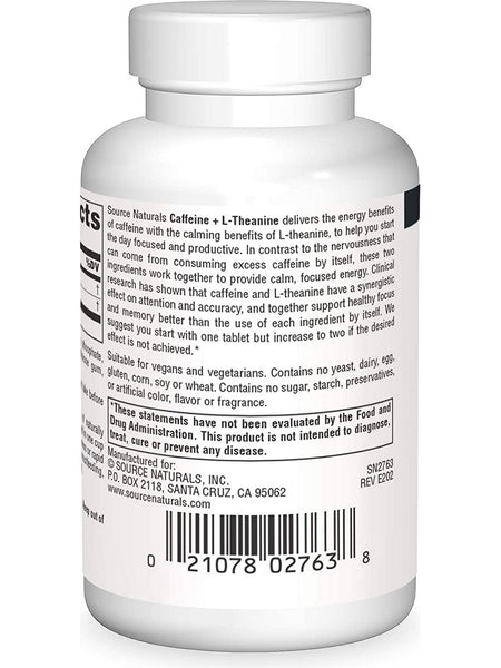 Source Naturals, Caffeine + L-Theanine, 60 tablets