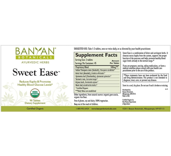 Banyan Botanicals, Sweet Ease, 90 ct