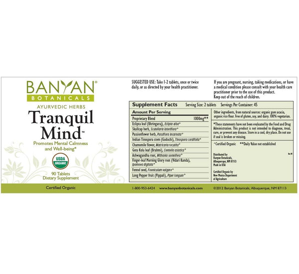 Banyan Botanicals, Tranquil Mind, 90 ct