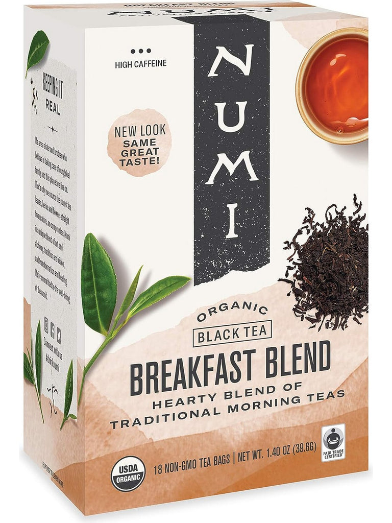 ** 12 PACK ** Numi, Breakfast Blend, 18 Non-GMO Tea Bags