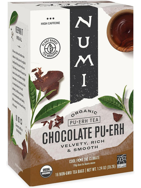 ** 12 PACK ** Numi, Chocolate Pu-erh, 16 Non-GMO Tea Bags