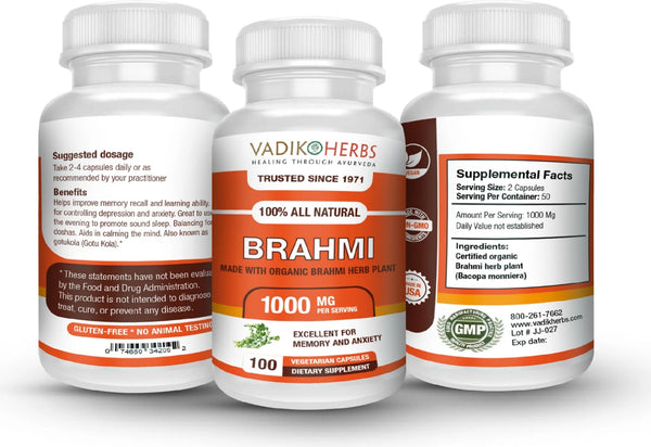 Vadik Herbs, Brahmi, 100 ct